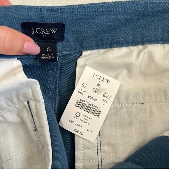 J. Crew BJ493 Cotton Camp Pants Blue NWT - Picture 8 of 10